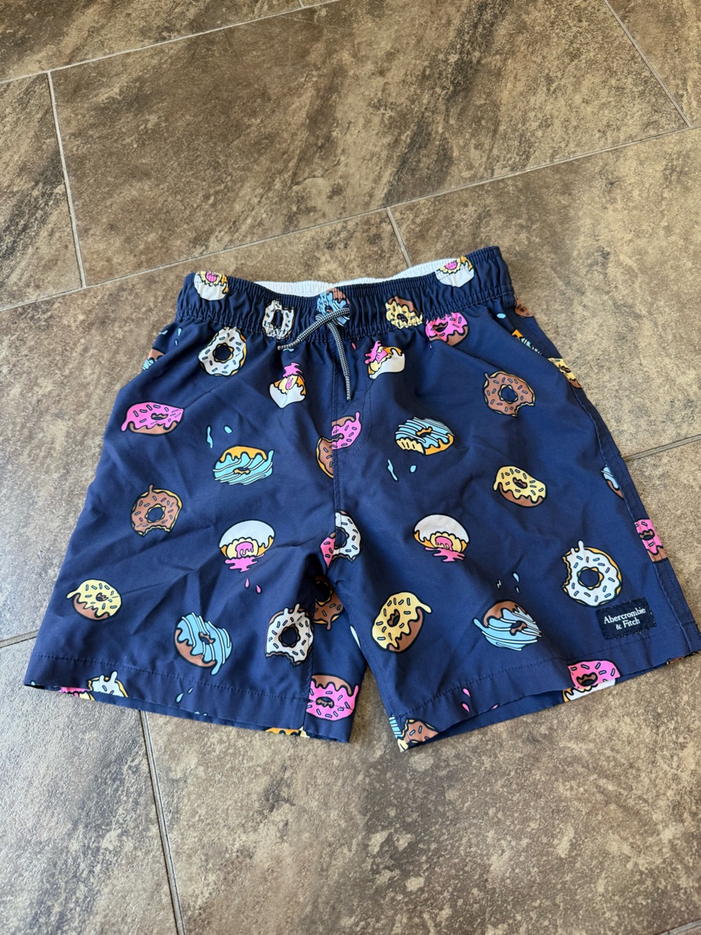 abercrombie kids Navy Swim Trunks with Multicolor Donuts